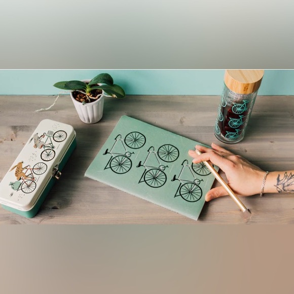 bicycle lovers gift-“Wild Rider” design sketchbook & cotton canvas backpack-NWT - Picture 2 of 16